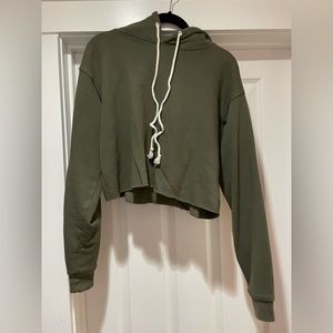 Extra Small, Olive green, cropped sweatshirt